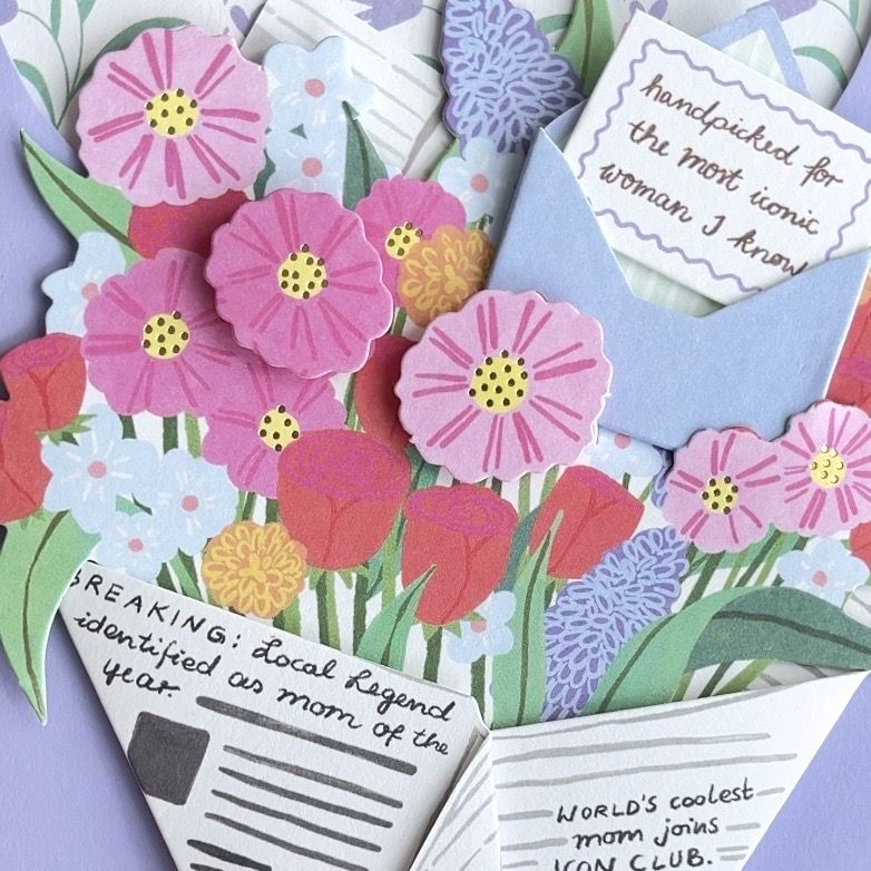 Up With Paper x Anthropologie die-cut Mother's Day card as a 3D flower bouquet