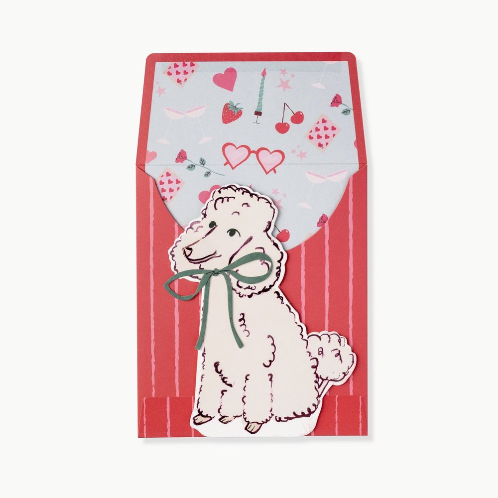 Up With Paper x Anthropologie Valentine's Day card with a white poodle design